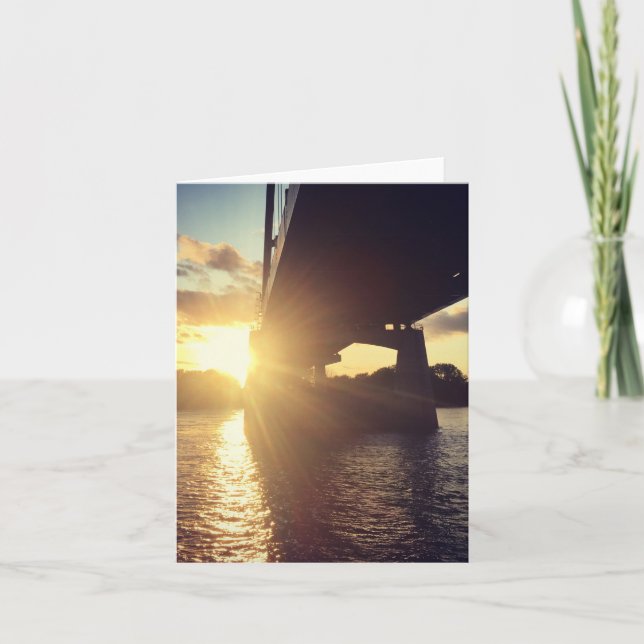 Tarjeta Festiva crucero de puesta de sol en el río mississippi (Anverso)