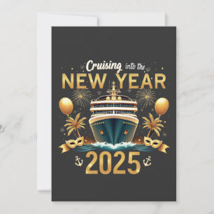 Tarjeta Festiva Crucero para recibir el Año Nuevo Tripulación Fami