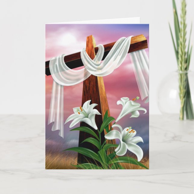 Tarjeta Festiva Cruces y escenas del Domingo de Pascua y Ramos (Anverso)