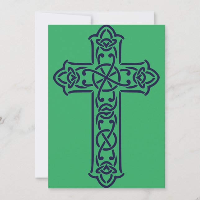 Tarjeta Festiva Cruz alta celta azul (Anverso)