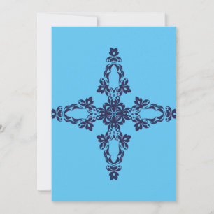 Tarjeta Festiva Cruz cristiana con ornamento azul