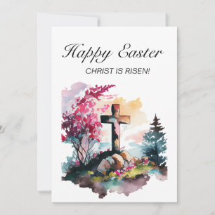 Tarjeta Festiva Cruz Cristiana Cristo Resucitado Feliz Pascua