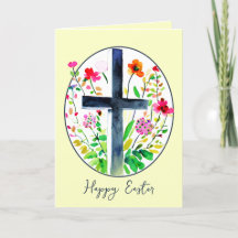 Cruz de acuarela y flores ovaladas personalizadas 
