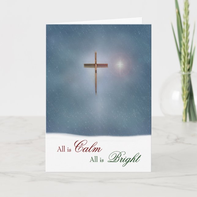 Tarjeta Festiva Cruz de la Iglesia y Estrella (Anverso)