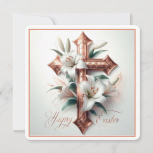 Tarjeta Festiva Cruz de Pascua con Lirios
