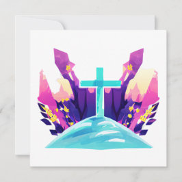 Tarjeta Festiva Cruz de Pascua Cristiana