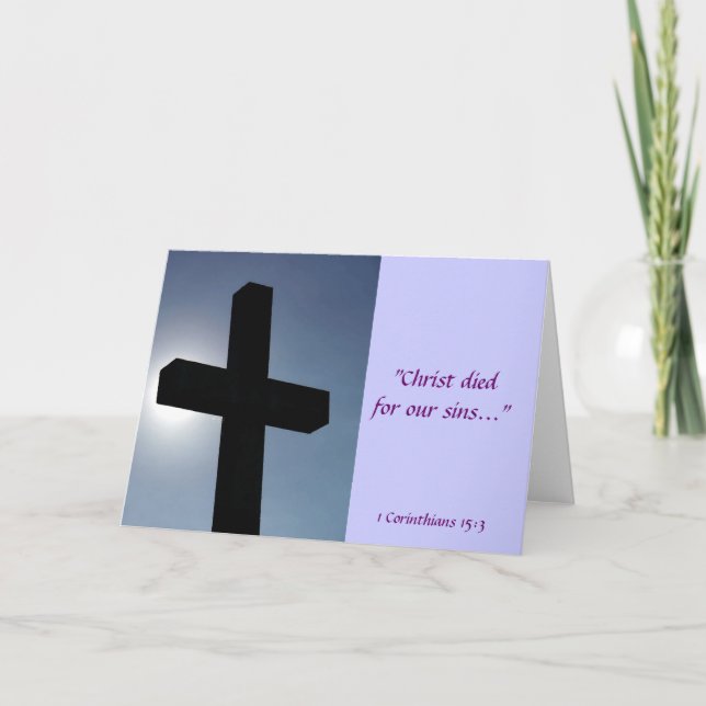 Tarjeta Festiva Cruz de Pascua Cristo murió por nuestros pecados I (Anverso)