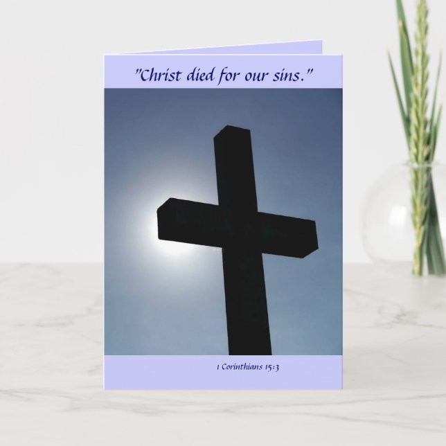 Tarjeta Festiva Cruz de Pascua Cristo murió por nuestros pecados I (Anverso)