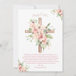 Tarjeta Festiva Cruz de Pascua en Acuarela Personalizada