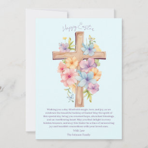 Tarjeta Festiva Cruz de Pascua en Acuarela Personalizada