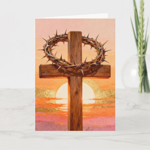 Tarjeta Festiva Cruz de Pascua y Sol Naciente