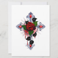 Cruz de Plata con una Rosa Roja