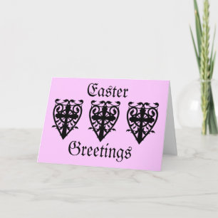 Tarjeta Festiva Cruz del cementerio y rosa góticos de Pascua del