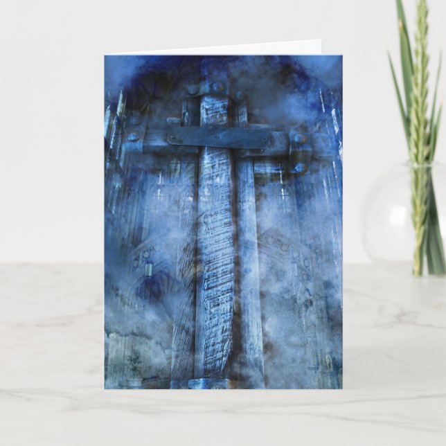 Tarjeta Festiva Cruz del invierno (Anverso)