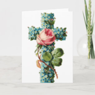 Tarjeta Festiva Cruz floral de Pascua