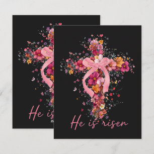 Tarjeta Festiva Cruz floral 'Él ha resucitado'