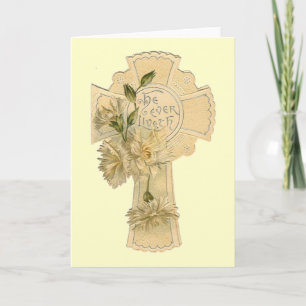 Tarjeta Festiva Cruz Floral Vintage