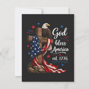 Tarjeta Festiva Cruz Patriótica Dios Bendiga a América