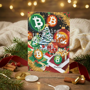 Tarjeta Festiva Crypto Cheer celebrando la temporada de fiestas