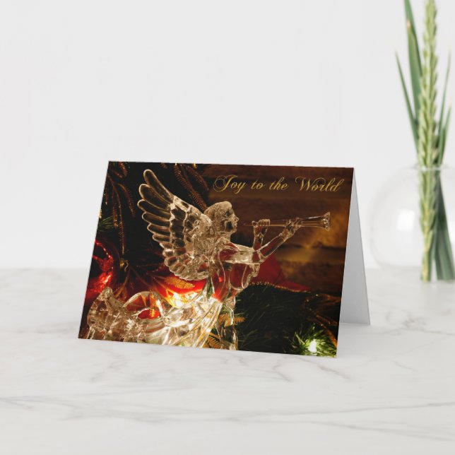 Tarjeta Festiva Crystal Angel Joy to the World (Anverso)