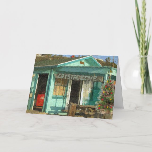 Tarjeta Festiva Crystal Cove Holiday Beach Shack (Anverso)