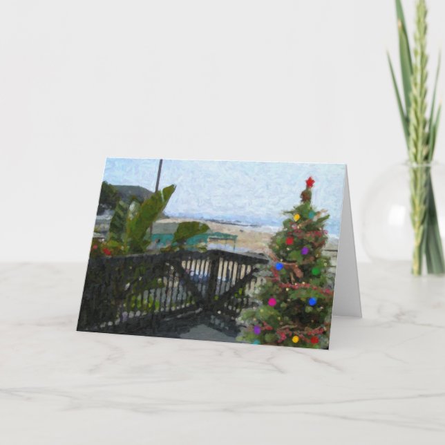 Tarjeta Festiva Crystal Cove Holiday Beach View (Anverso)