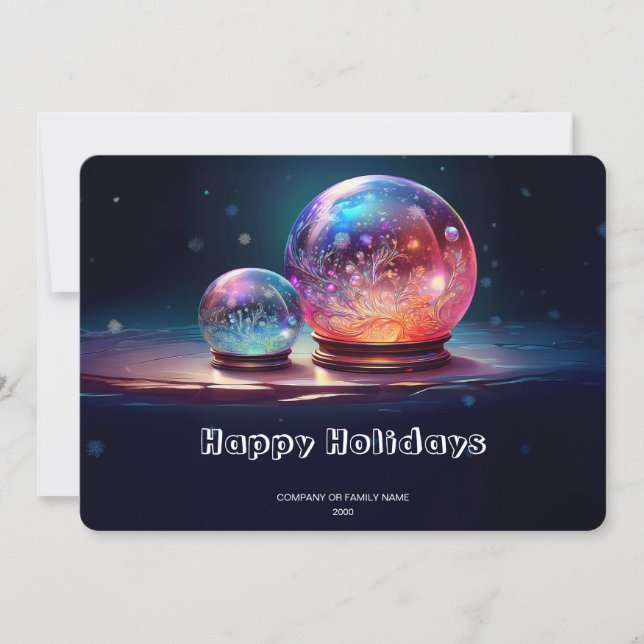 Tarjeta Festiva Crystal Snowballs Christmas Holiday Card (Anverso)