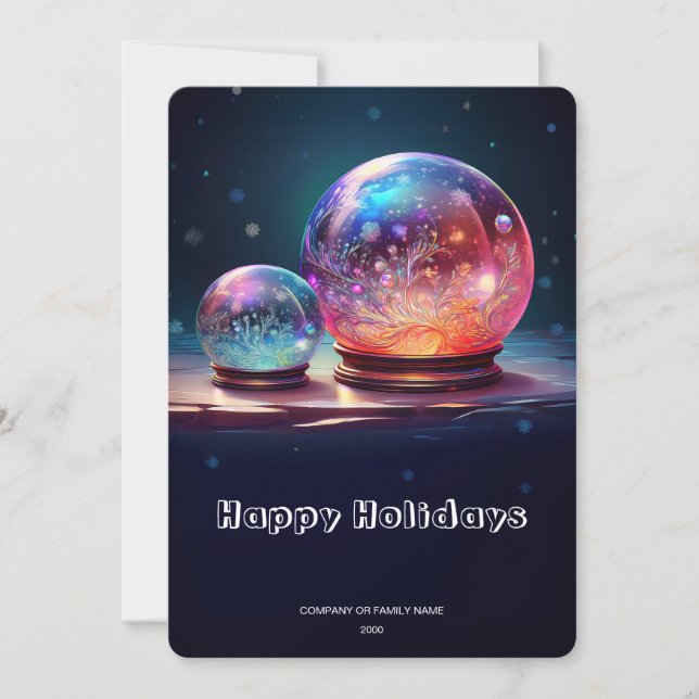 Tarjeta Festiva Crystal Snowballs Christmas Holiday Card (Anverso)