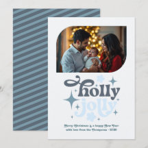 Crystal Snowfall Modern Blue Christmas Photo