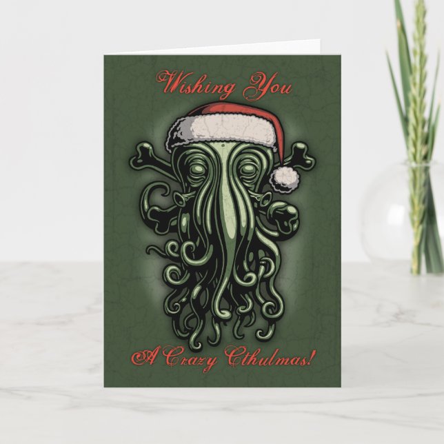 Tarjeta Festiva Cthulhu Claus (Anverso)