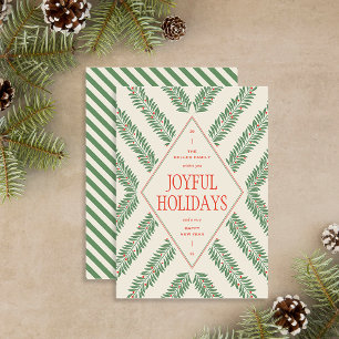 Tarjeta Festiva Cuadrante de Follaje Navideño 