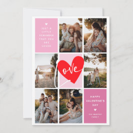 Tarjeta Festiva Cuadrícula de fotos de amor para San Valentín