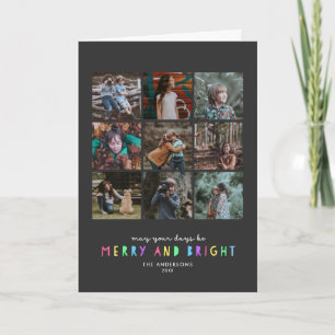 Tarjeta Festiva Cuadrícula de fotos múltiple brillante en pizarra