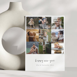 Tarjeta Festiva Cuadrícula fotográfica de Año Nuevo Feliz minimali