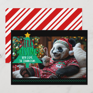 Tarjeta Festiva Cuadridículamente Navidades Panda en pijama person