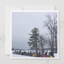 Cuadrilla del Snowmobile en el pino el lago