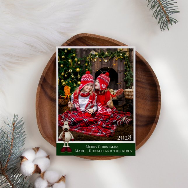 Tarjeta Festiva Cuadro de Reno Simple Agrega tu Propia Foto Navida (Subido por el creador)