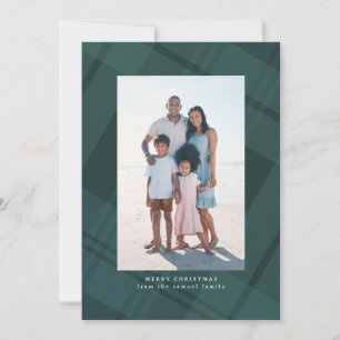 Tarjeta Festiva Cuadro navideño verde clásico simple de dos fotos