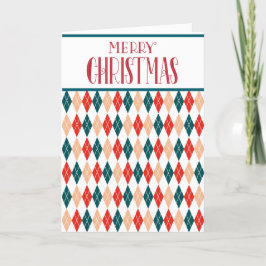 Tarjeta Festiva Cuadros de Diamante Retro Personalizados de Navida