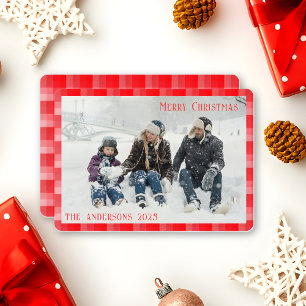 Tarjeta Festiva Cuadros Rojos de Navidad, Rayas Diagonales de Fies