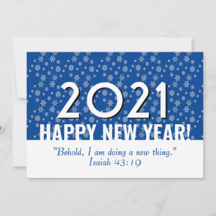 Tarjeta Festiva Cualquier año Biblia Azul   Copos de nieve   AÑO N