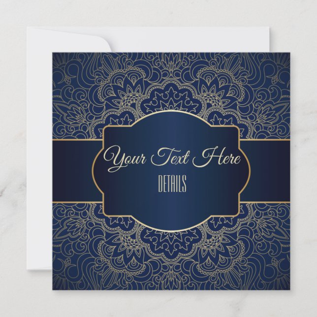 Tarjeta Festiva Cualquier evento elegante oro Mandala (Anverso)