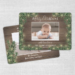 Tarjeta Festiva Cualquier texto 2 Foto Madera Rusa, Pino y Pistas<br><div class="desc">Envía saludos alegres y comparte dos de tus fotos favoritas con una elegante tarjeta de vacaciones de fotos personalizado. Todo el texto de esta plantilla es sencillo de personalizar para incluir cualquier texto, como Feliz Navidad, Felices Fiestas, Saludos de Temporadas, Saludos de Año Nuevo, etc. (IMAGE PLACEMENT TIP: Una manera...</div>