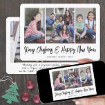 Tarjeta Festiva Cualquier tipo de tipografía negra cepillado simpl<br><div class="desc">Envíe elegantes saludos alegres y comparta cuatro de sus fotos favoritas con una tarjeta de vacaciones de collage de fotos personalizado única. Todo el texto de esta plantilla es sencillo de personalizar para incluir cualquier texto, como Feliz Navidad, Felices Fiestas, Saludos de Temporadas, Saludos de Año Nuevo, etc. (IMAGE PLACEMENT...</div>