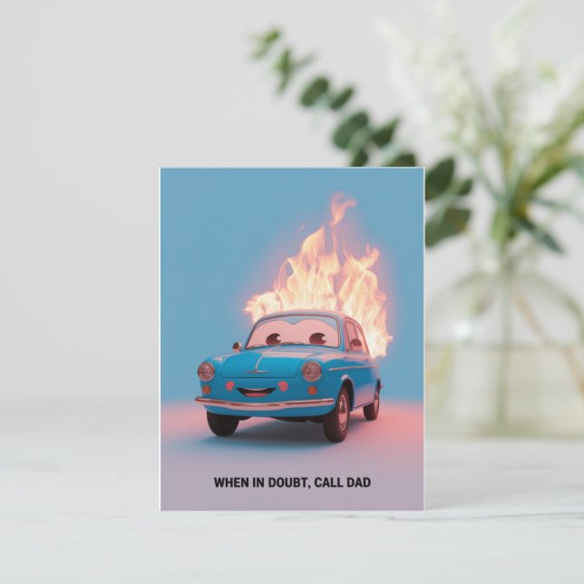 Tarjeta Festiva Cuando en duda llame al Día del Padre Divertido pa (Anverso de pie)
