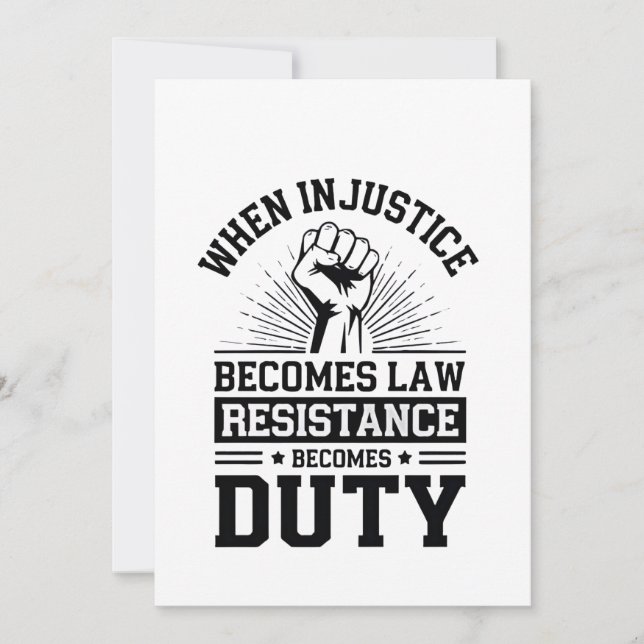 Tarjeta Festiva Cuando la injusticia se convierte en deber, la res (Anverso)