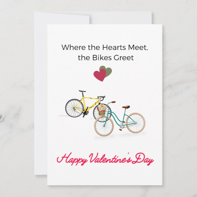 Tarjeta Festiva Cuando los corazones se encuentran, las bicicletas (Anverso)