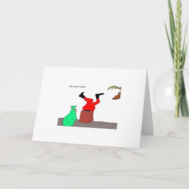 Tarjeta Festiva Cuando Santa bebe (la "chimenea") (Anverso)