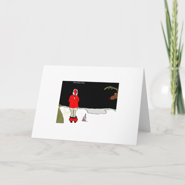 Tarjeta Festiva Cuando Santa bebe ("Snowbank") (Anverso)