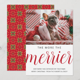 Tarjeta Festiva cuanto más Navidades más felices más mascota/perro